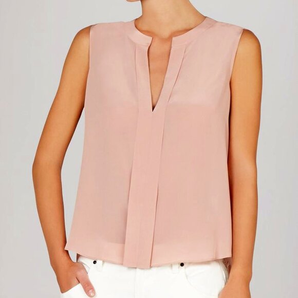 BCBGMaxAzria Silk Vanesa Sleeveless Blouse Shadow Blush S - Picture 1 of 7